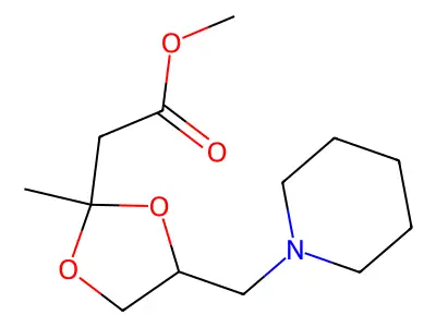 Methyl 2-(2-methyl-4-(piperidin-1-ylmethyl)-1,3-dioxolan-2-yl)acetate structure