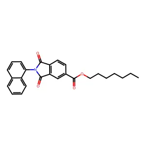 Heptyl 2-(1-naphthyl)-1,3-dioxo-5-isoindolinecarboxylate structure