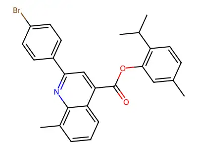 2-Isopropyl-5-methylphenyl 2-(4-bromophenyl)-8-methyl-4-quinolinecarboxylate structure