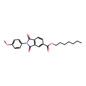Heptyl 2-(4-methoxyphenyl)-1,3-dioxo-5-isoindolinecarboxylate structure