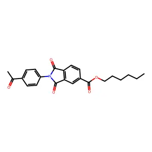 Hexyl 2-(4-acetylphenyl)-1,3-dioxoisoindoline-5-carboxylate structure
