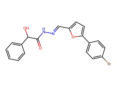 N'-{(E)-[5-(4-bromophenyl)furan-2-yl]methylidene}-2-hydroxy-2-phenylacetohydrazide structure