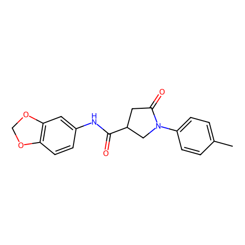 N-(1,3-benzodioxol-5-yl)-1-(4-methylphenyl)-5-oxopyrrolidine-3-carboxamide structure