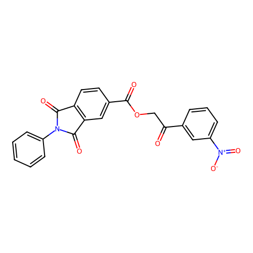 2-(3-nitrophenyl)-2-oxoethyl 1,3-dioxo-2-phenyl-2,3-dihydro-1H-isoindole-5-carboxylate structure