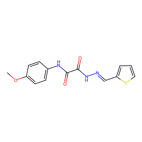 N-(4-methoxyphenyl)-N'-[(E)-thiophen-2-ylmethylideneamino]oxamide structure