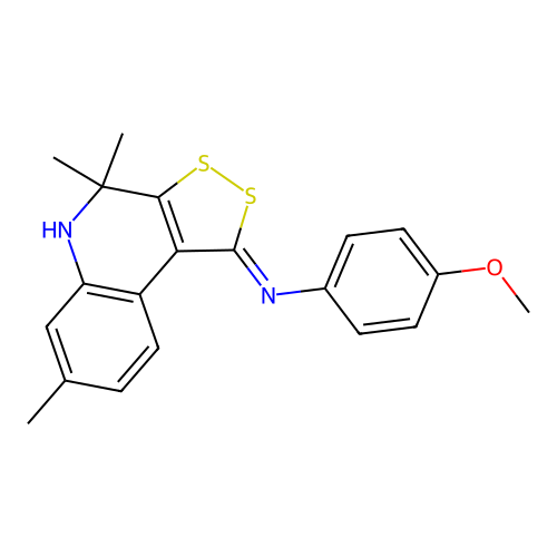 N-(4-methoxyphenyl)-4,4,7-trimethyl-5H-dithiolo[3,4-c]quinolin-1-imine structure