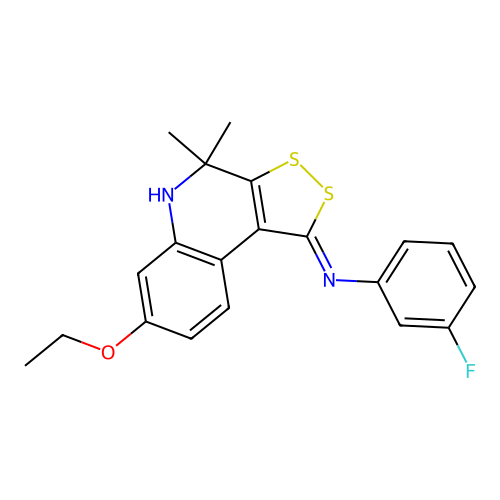 7-ethoxy-N-(3-fluorophenyl)-4,4-dimethyl-5H-dithiolo[3,4-c]quinolin-1-imine structure
