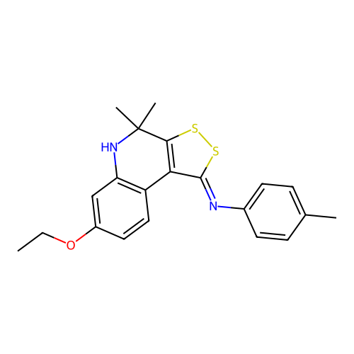 (Z)-N-(7-ethoxy-4,4-dimethyl-4,5-dihydro-1H-[1,2]dithiolo[3,4-c]quinolin-1-ylidene)-4-methylaniline structure