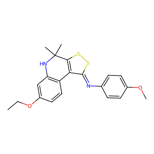(Z)-N-(7-ethoxy-4,4-dimethyl-4,5-dihydro-1H-[1,2]dithiolo[3,4-c]quinolin-1-ylidene)-4-methoxyaniline structure