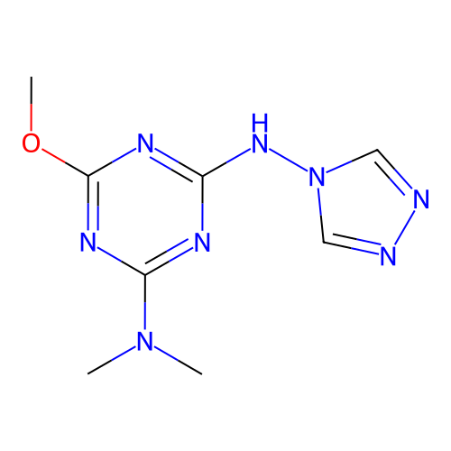 6-methoxy-N,N-dimethyl-N'-(4H-1,2,4-triazol-4-yl)-1,3,5-triazine-2,4-diamine structure