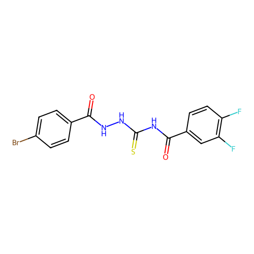 N-({2-[(4-bromophenyl)carbonyl]hydrazinyl}carbonothioyl)-3,4-difluorobenzamide structure