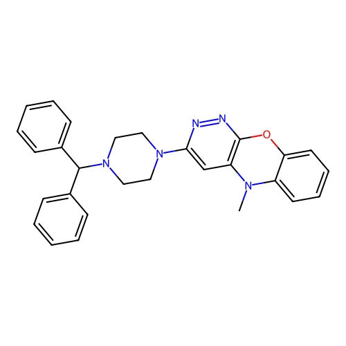 3-(4-benzhydryl-1-piperazinyl)-5-methyl-5H-pyridazino[3,4-b][1,4]benzoxazine structure