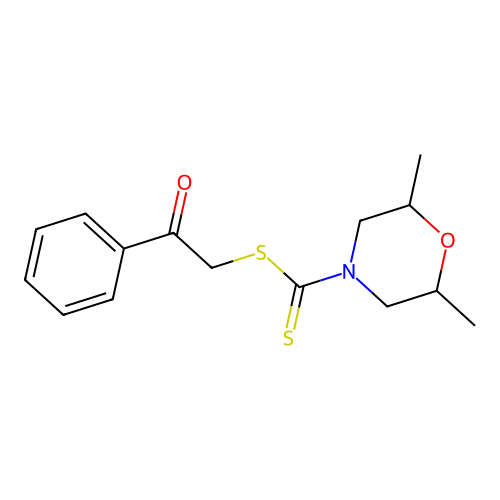 2-Oxo-2-phenylethyl 2,6-dimethylmorpholine-4-carbodithioate structure