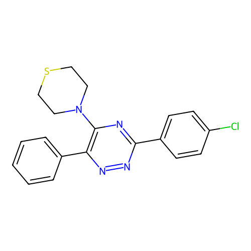 3-(4-Chlorophenyl)-6-phenyl-5-(4-thiomorpholinyl)-1,2,4-triazine structure