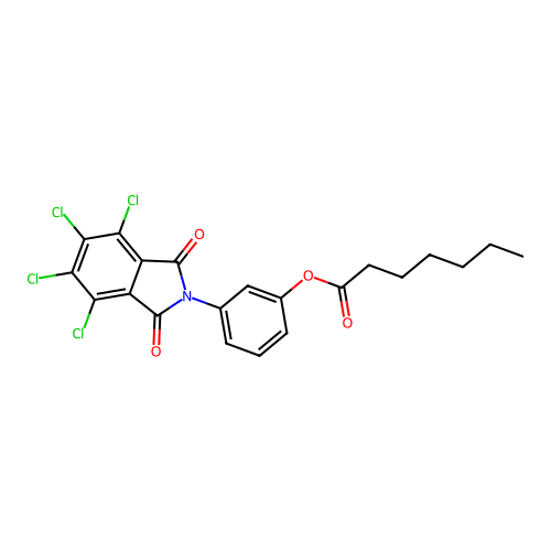 3-(4,5,6,7-tetrachloro-1,3-dioxo-1,3-dihydro-2H-isoindol-2-yl)phenyl heptanoate structure