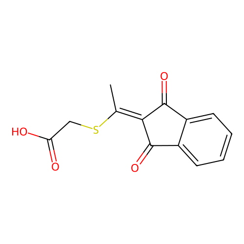 {[1-(1,3-dioxo-1,3-dihydro-2H-inden-2-ylidene)ethyl]sulfanyl}acetic acid structure