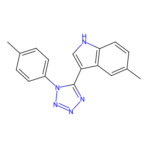 5-methyl-3-[1-(4-methylphenyl)-1H-tetraazol-5-yl]-1H-indole structure