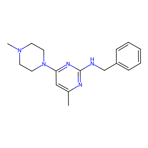 N-benzyl-4-methyl-6-(4-methylpiperazin-1-yl)pyrimidin-2-amine structure