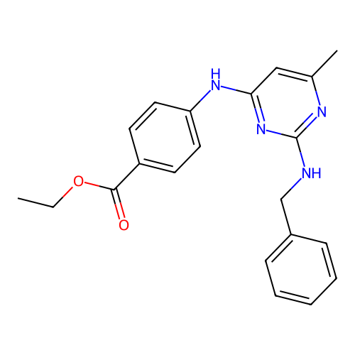 Ethyl 4-((2-(benzylamino)-6-methylpyrimidin-4-yl)amino)benzoate structure