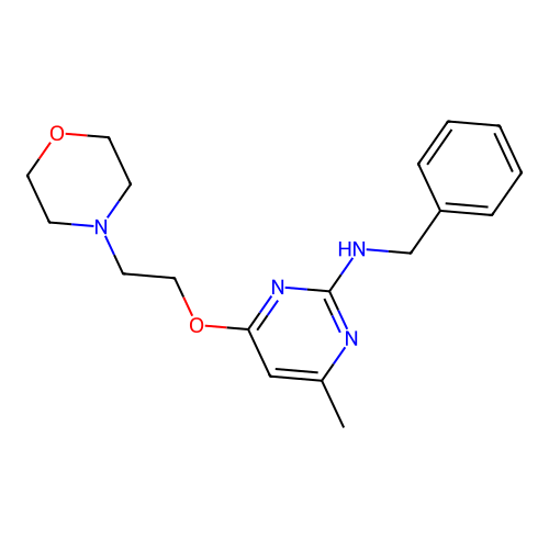 N-benzyl-4-methyl-6-[2-(4-morpholinyl)ethoxy]-2-pyrimidinamine structure
