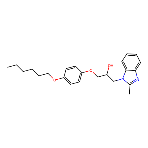 1-[4-(hexyloxy)phenoxy]-3-(2-methyl-1H-benzimidazol-1-yl)propan-2-ol structure