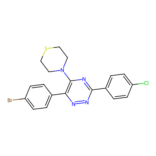 6-(4-Bromophenyl)-3-(4-chlorophenyl)-5-(4-thiomorpholinyl)-1,2,4-triazine structure