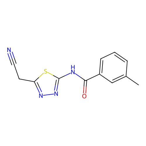 N-[5-(cyanomethyl)-1,3,4-thiadiazol-2-yl]-3-methylbenzamide structure