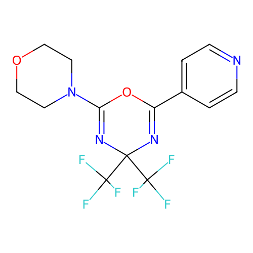 4,4-Bis(trifluoromethyl)-6-morpholin-4-yl-2-(4-pyridyl)-1,3,5-oxadiazine structure