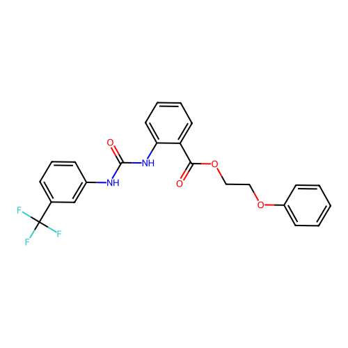 2-Phenoxyethyl 2-({[3-(trifluoromethyl)phenyl]carbamoyl}amino)benzoate structure
