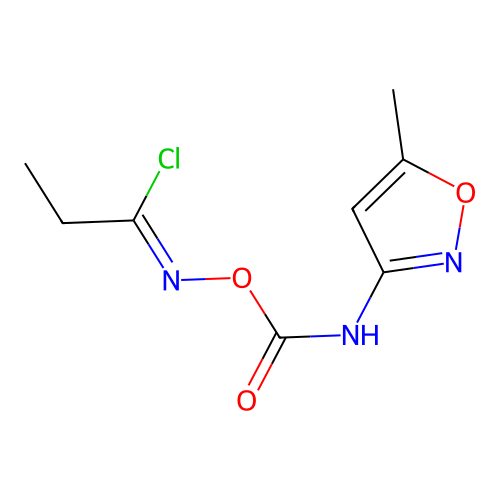 N-({[(5-methyl-3-isoxazolyl)amino]carbonyl}oxy)propanimidoyl chloride structure