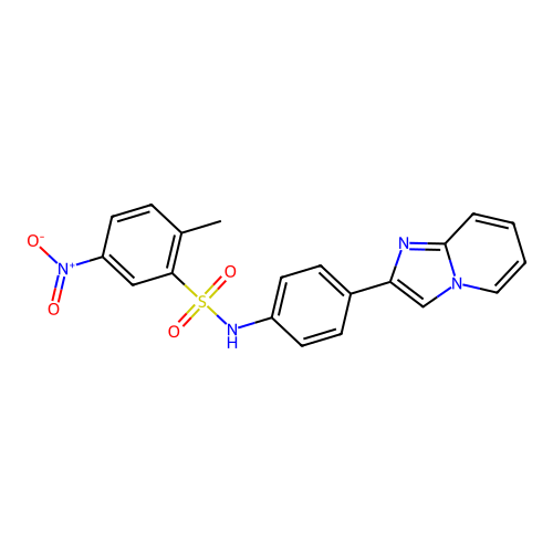 N-(4-(imidazo[1,2-a]pyridin-2-yl)phenyl)-2-methyl-5-nitrobenzenesulfonamide structure