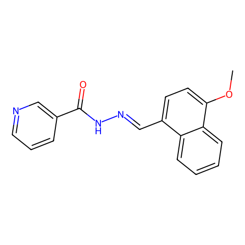 N-[(4-methoxynaphthalen-1-yl)methylideneamino]pyridine-3-carboxamide structure
