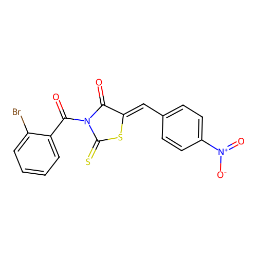 3-(2-Bromobenzoyl)-5-{4-nitrobenzylidene}-2-thioxo-1,3-thiazolidin-4-one structure