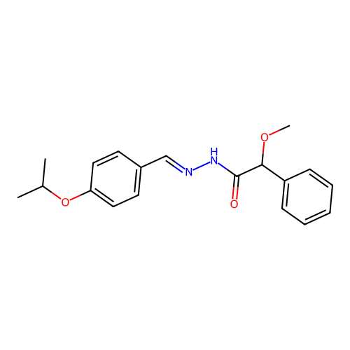2-methoxy-2-phenyl-N-[(4-propan-2-yloxyphenyl)methylideneamino]acetamide structure