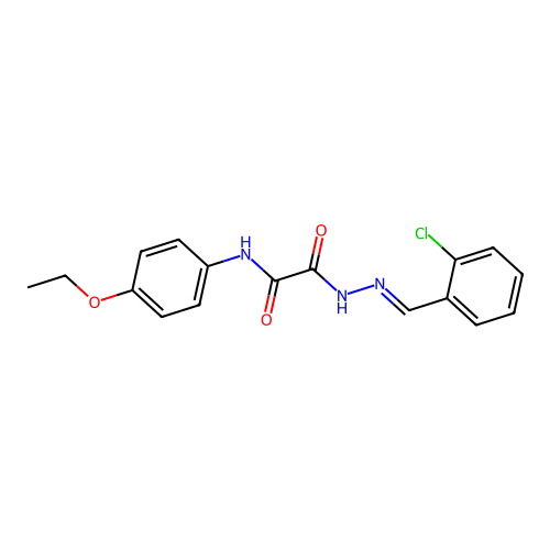 2-[2-(2-chlorobenzylidene)hydrazino]-N-(4-ethoxyphenyl)-2-oxoacetamide structure