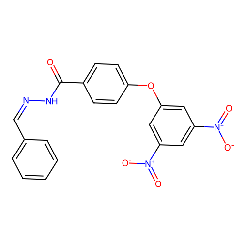 N'-benzylidene-4-{3,5-bisnitrophenoxy}benzohydrazide structure