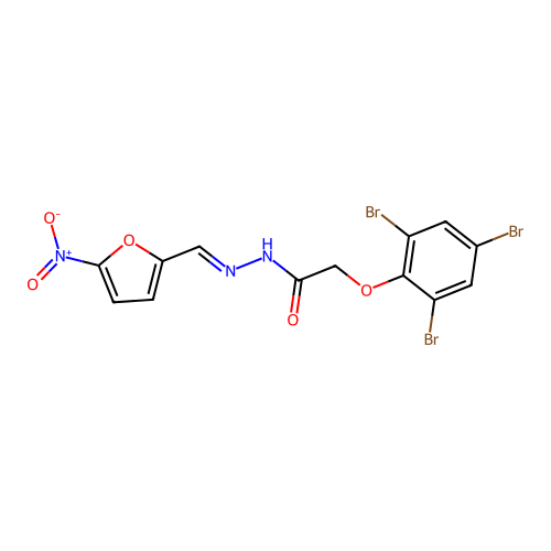 N'-[(E)-(5-nitrofuran-2-yl)methylidene]-2-(2,4,6-tribromophenoxy)acetohydrazide structure