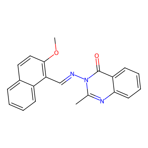 3-{[(2-methoxy-1-naphthyl)methylene]amino}-2-methyl-4(3H)-quinazolinone structure
