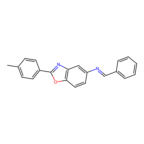 N-benzylidene-N-[2-(4-methylphenyl)-1,3-benzoxazol-5-yl]amine structure