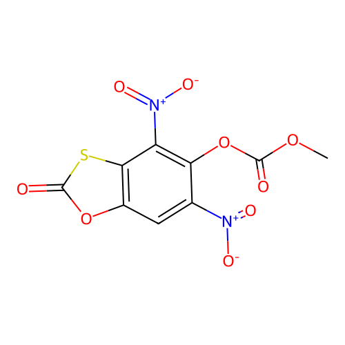 4,6-Bisnitro-2-oxo-1,3-benzoxathiol-5-yl methyl carbonate structure