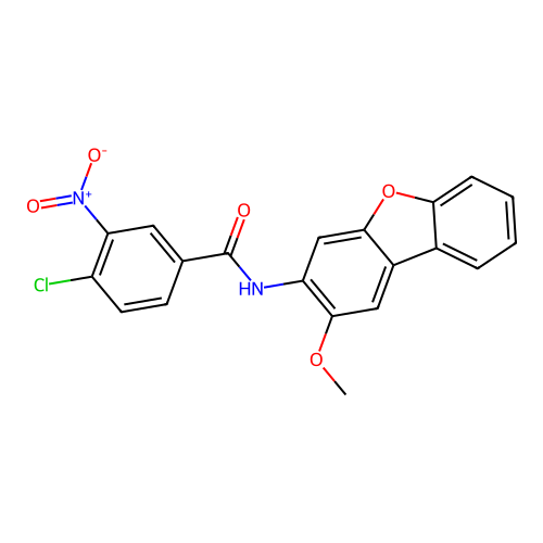 4-chloro-N-(2-methoxydibenzofuran-3-yl)-3-nitrobenzamide structure