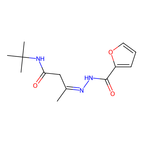 N-[[4-(tert-butylamino)-4-oxobutan-2-ylidene]amino]furan-2-carboxamide structure