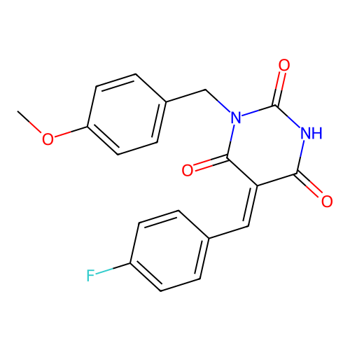 (5Z)-5-(4-fluorobenzylidene)-6-hydroxy-3-(4-methoxybenzyl)pyrimidine-2,4(3H,5H)-dione structure