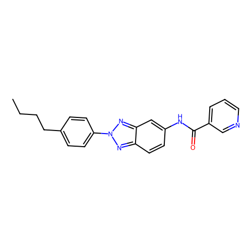 N-[2-(4-butylphenyl)-2H-benzotriazol-5-yl]pyridine-3-carboxamide structure