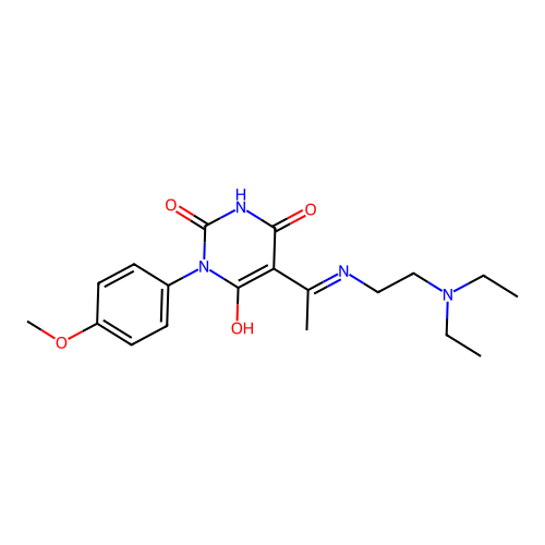 5-[1-(2-diethylaminoethylamino)ethylidene]-1-(4-methoxyphenyl)-1,3-diazinane-2,4,6-trione structure