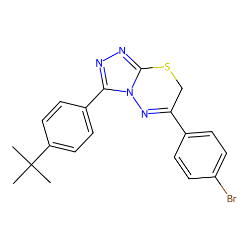6-(4-bromophenyl)-3-(4-tert-butylphenyl)-7H-[1,2,4]triazolo[3,4-b][1,3,4]thiadiazine structure