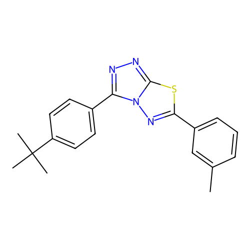 3-(4-(tert-butyl)phenyl)-6-(m-tolyl)-[1,2,4]triazolo[3,4-b][1,3,4]thiadiazole structure