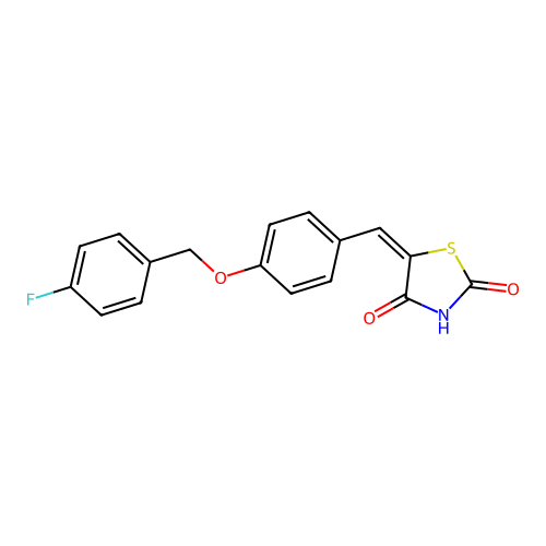 (5E)-5-{4-[(4-fluorobenzyl)oxy]benzylidene}-1,3-thiazolidine-2,4-dione structure
