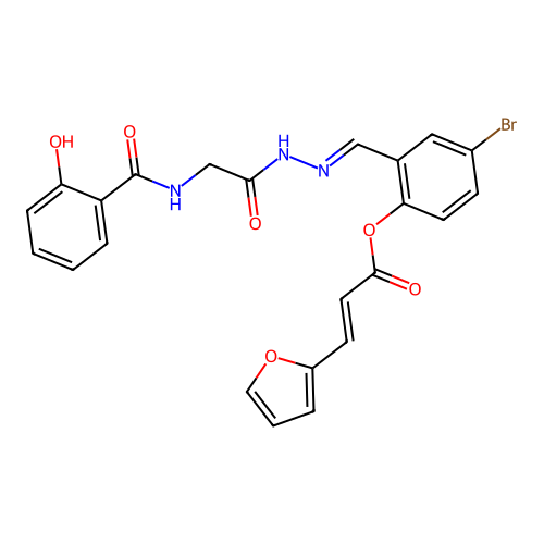 4-bromo-2-(2-{[(2-hydroxybenzoyl)amino]acetyl}carbohydrazonoyl)phenyl 3-(2-furyl)acrylate structure