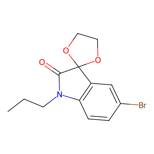 5'-bromo-1'-propylspiro[1,3-dioxolane-2,3'-indol]-2'(1'H)-one structure